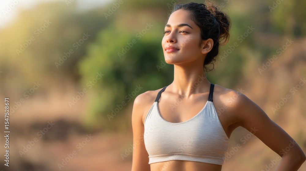 Fototapeta premium young beautiful woman breathing