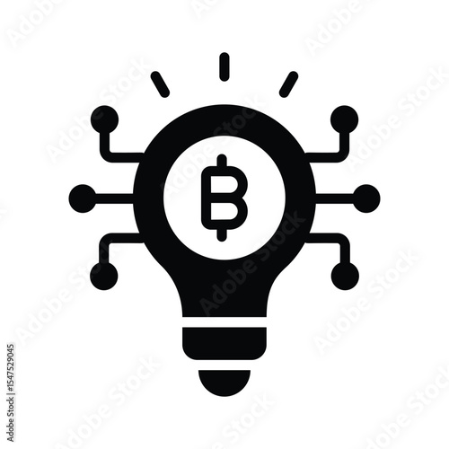A premium glyph icon of bitcoin idea lightbulb