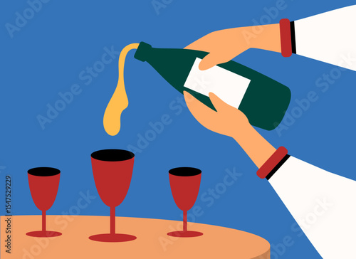 Pour drink illustration