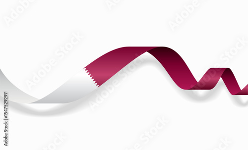 Qatari flag wavy abstract background layout. Vector illustration.