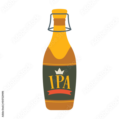 Various beer bottles with different labels and styles. Cool and cold summer drinks