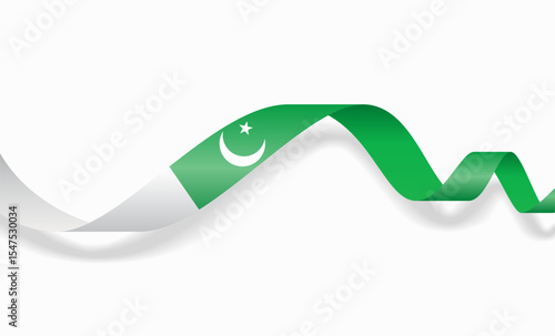 Pakistani flag wavy abstract background layout. Vector illustration.