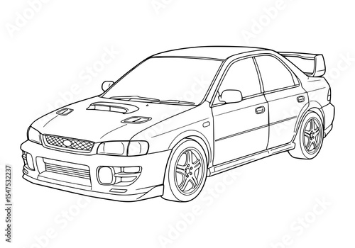 Vector illustration of a sport luxury automobile with a fast, modern design. coloring page for kids