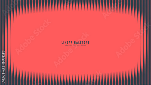 Vertical lines vector halftone pattern retro styled rounded frame red black abstract background. Eye-catching modern backdrop for design and graphic compositions. Retro-futuristic design elements