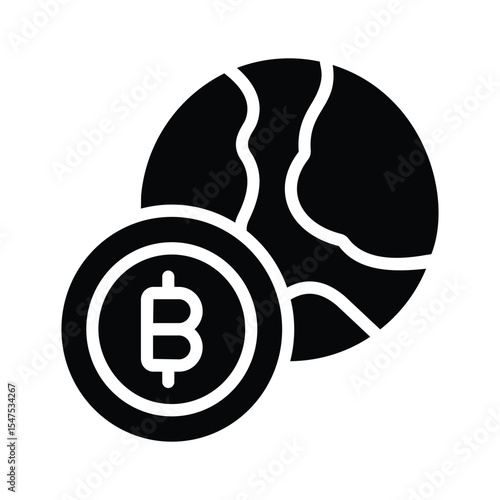 Premium glyph icon of global bitcoin circulation