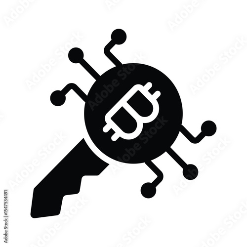 A modern glyph icon of encrypted bitcoin key