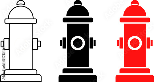 fire hydrant icon set. Firefighting icons. rescue and protection symbols. Emergency water access sign

