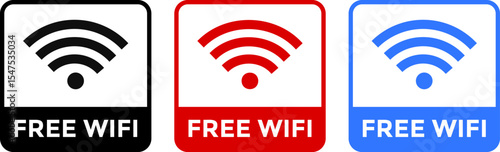 Free wifi zone icon set. Wireless connection icon. internet spot designation. Network wifi business concept. Radio waves signal
