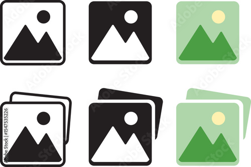 Gallery icon set. Photograph button. Painting frame concept. image symbol. photo gallery sign. Picture signs