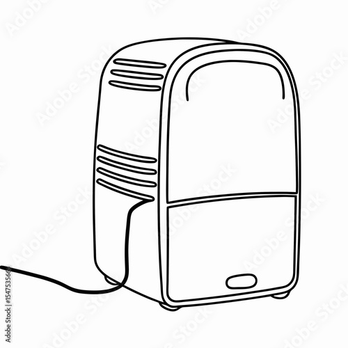 Compact dehumidifier appliance for home use.  Dehumidifier design for home comfort and dry air.  This dehumidifier illustration is perfect for appliance manuals, websites, and informational brochures.