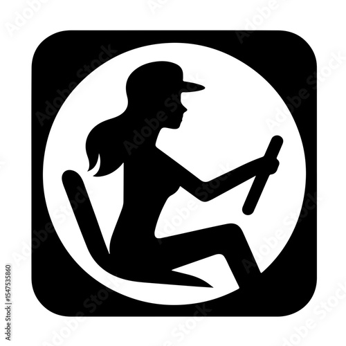 Female driver silhouette icon, minimalist design, driving concept