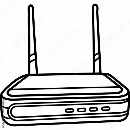 Internet modem with two antennas for home network. Modern internet modem provides high-speed wireless connection.