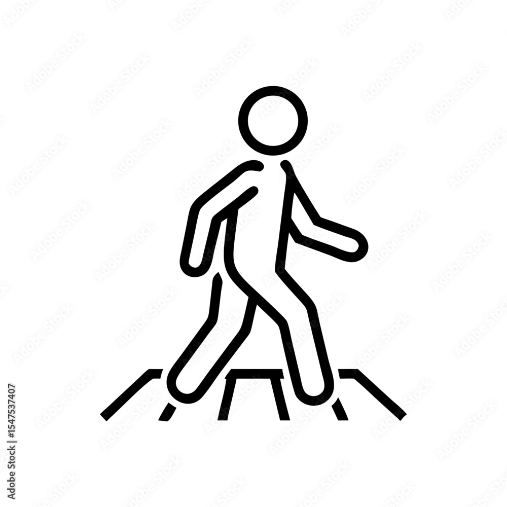 Obraz premium Person walking on crosswalk. Simple pedestrian crossing icon design. Pedestrian crossing illustration suitable for infographic, app design, or website.