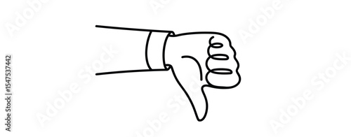 Simple Line Drawing of a Hand Giving a Thumbs Down Gesture