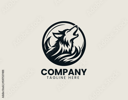 Howling wolf vector logo illustration with dynamic lines and moonlight enclosed in circular logo emblem Free Download Howling wolf vector logo illustration with dynamic lines and moonlight enclosed in circular logo emblem - GFXLoad