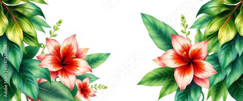 Tropical floral watercolor bouquet frame, green gold leaves Perfect for wedding stationery, greetings, wallpapers, fashion backgrounds, greeting, graphics