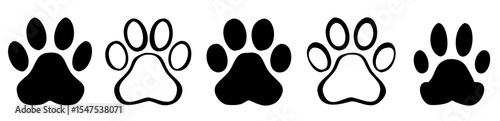 Paw print icon collection. Vector illustration.