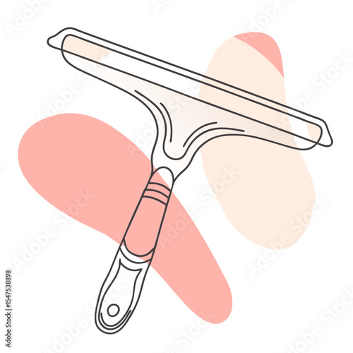 Window cleaning squeegee for spotless shine. Cleaning tool for perfect glass cleaning. Squeegee design for home cleaning supplies and commercial use.