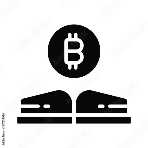 An editable glyph icon of bitcoin book ledger