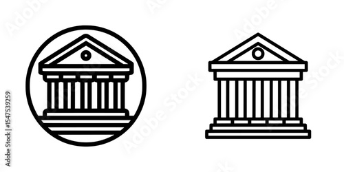 Modern illustration of a bank icon, including a sign and symbol, also representative of a museum or university