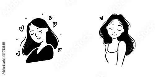 The concept of self-love is depicted through a simple and minimalist silhouette in this modern illustration