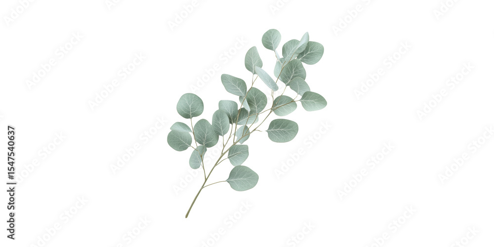 Obraz premium Eucalyptus Branch With Green Leaves. Symbol Of Nature And Freshness Isolated On Transparent Background