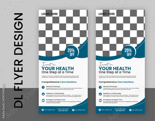 Modern DL Flyer Design for Hospital or Medical Centre, Medical DL Flyer Template | Healthcare & Clinic Promotion


