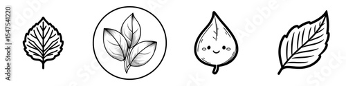 Modern natural cosmetic icon featuring an isolated eco leaf with editable stroke
