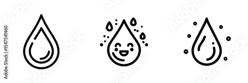 Modern illustration of a hydrophobic concept icon in line style, featuring a waterproof, water resistant, and water repellent surface, designed for websites, apps, and UI, isolated on a white