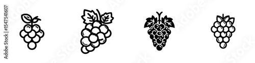 The grape is represented by an icon, a flat sign design, a modern symbol, and a pictogram for UX UI purposes