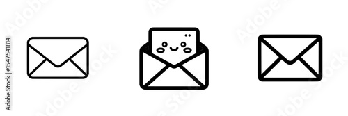 Modern simple flat design pictogram of a black single email update line icon for app logo ads web webpage button ui ux interface elements isolated on white background