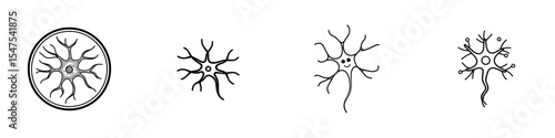 Neuron Structure Icon. Thin Linear Illustration for Neurological Science and Nervous System Education. Isolated Outline Modern Sign
