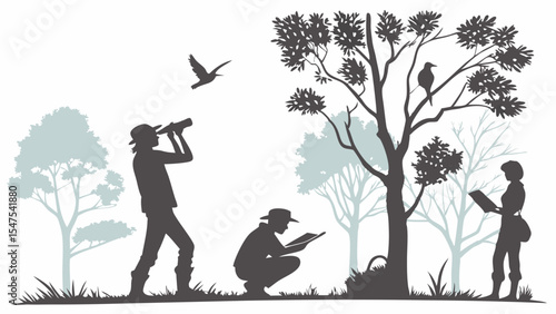 People Outdoors Nature Research Bird Watching Ecology Environmental Science Wildlife Observation Silhouette