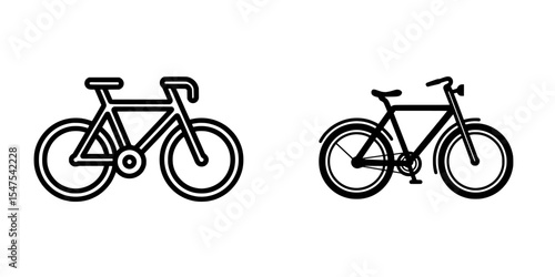 A white background features a Bike Bicycle icon, suitable for apps, websites, and the web as a fitness-themed line art, signifying a bicycles path and representing a cycling concept through modern