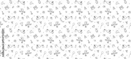 Newborn Banner background. Illustration of elements for a baby.