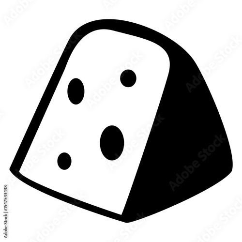 Icono rebanada de queso. Pieza triangular con agujeros