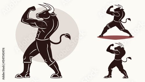 Bull mascot character illustration strong muscular animal symbol of power strength sport team logo vector graphic design