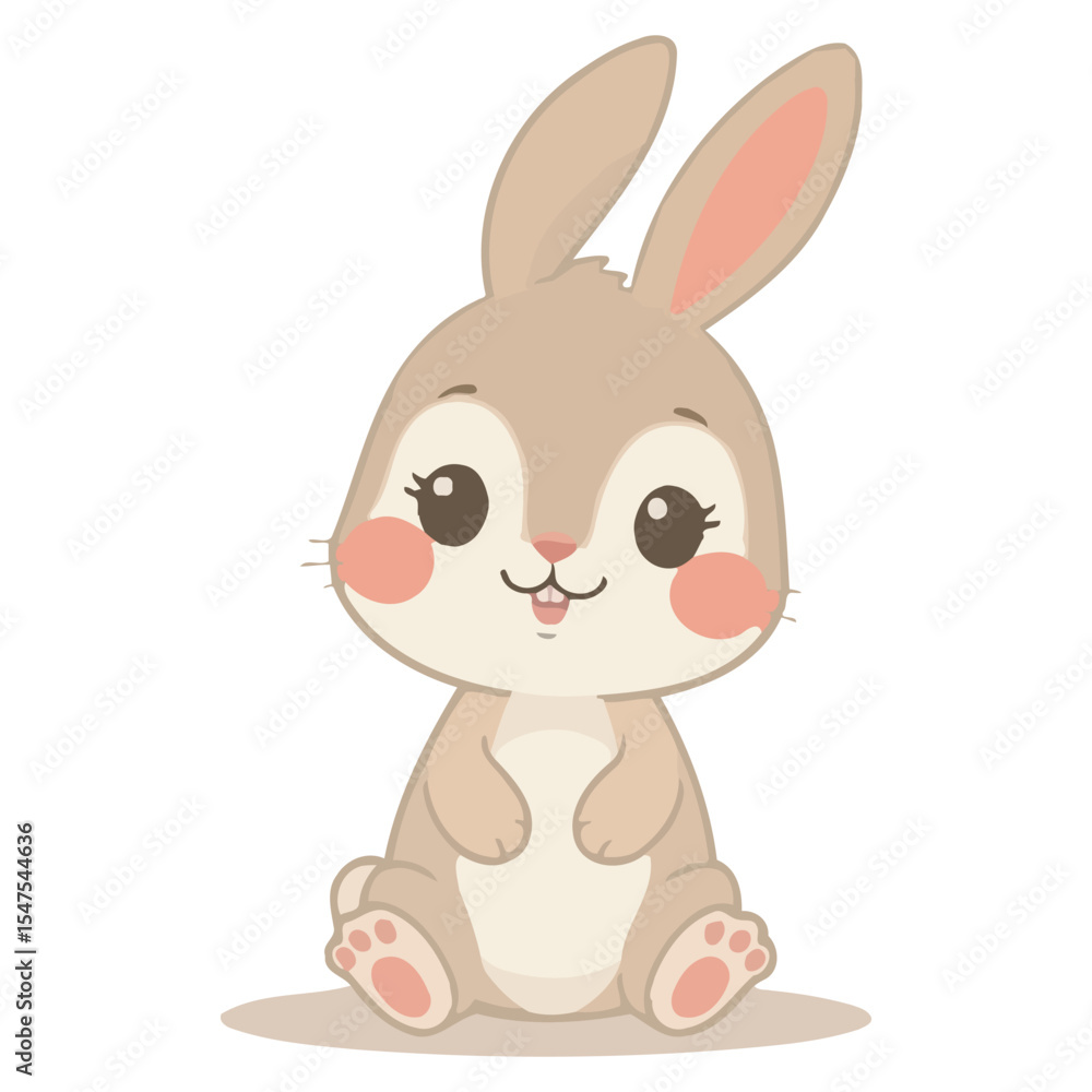 Obraz premium Sweet Sitting Bunny Rabbit Character Illustration for Easter and Animal Themes