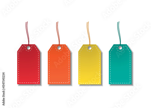 Color discount label with various shape. Vector illustration isolated on white background. Eps 10.