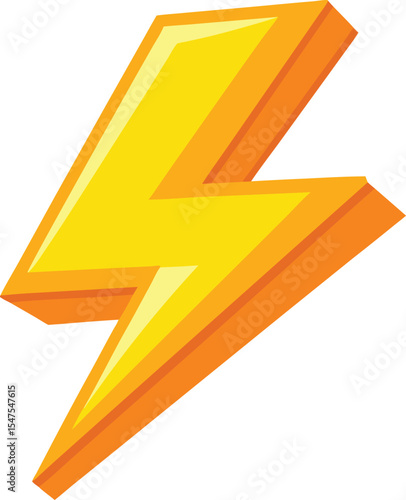 Bright yellow and orange 3d lightning bolt graphic