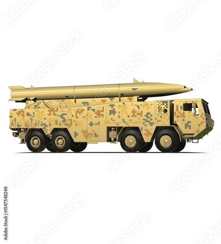 vector illustration of military missile launcher truck