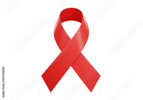 Isolated Red Ribbon for AIDS Awareness