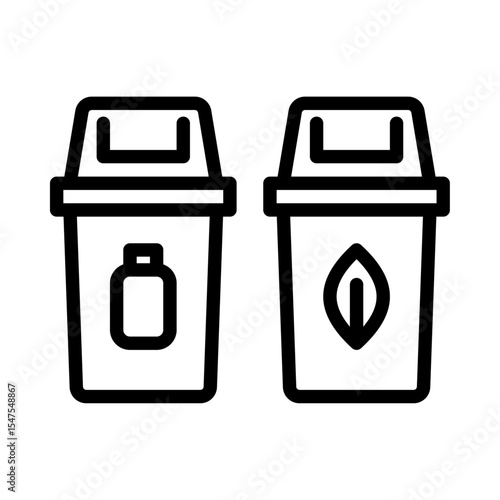 waste segregation outline icon. trash bin black line illustration.