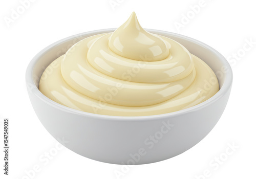 Obraz na płótnie Isolated Bowl of Smooth Creamy Mayonnaise