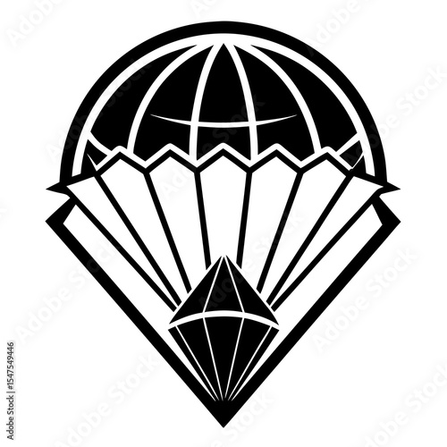Parachute for skydiving isolated on white background