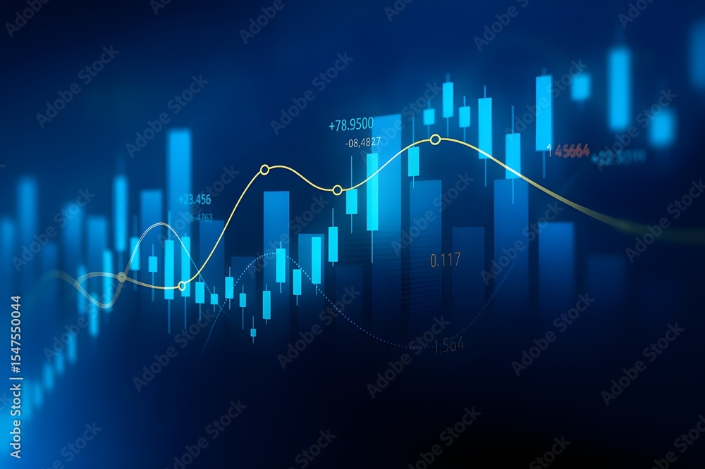 Financial trading chart showing data visualization and market analysis Financial trading chart showing data visualization and market analysis