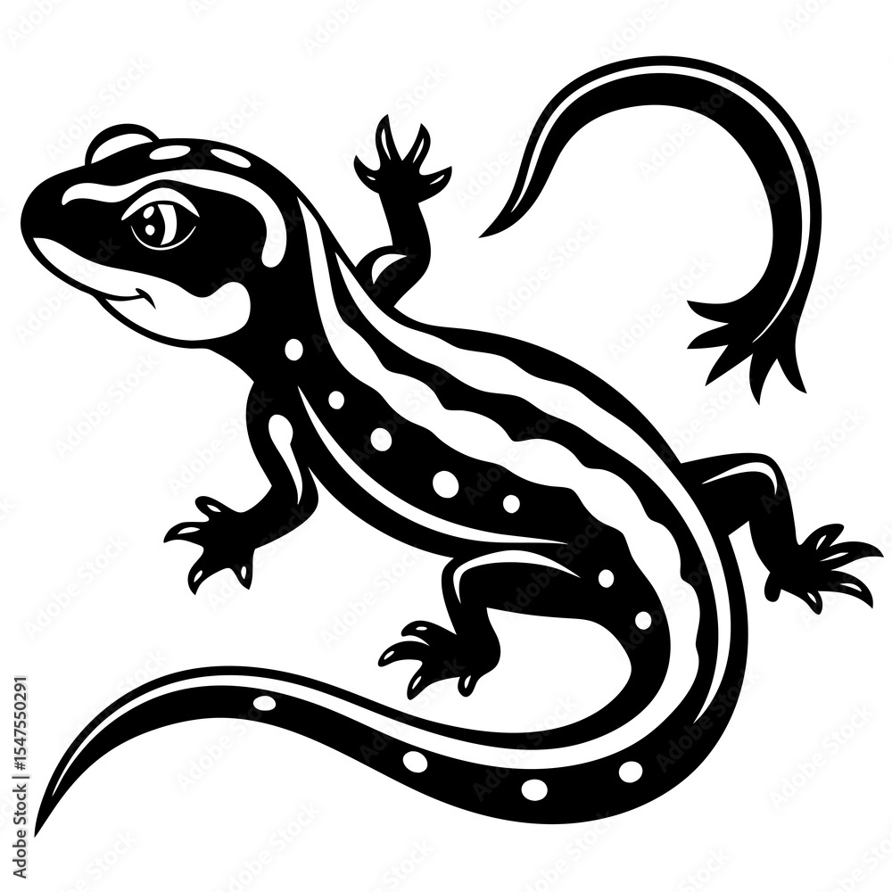 Fototapeta premium Cartoon spotted salamander isolated on white background