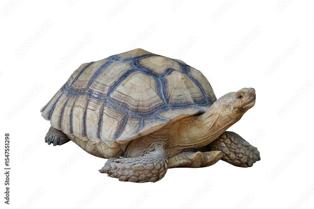 Obraz premium Sulcata tortoise isolated on transparent background png file