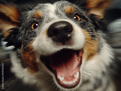 dog sneezing: A playful dog...
