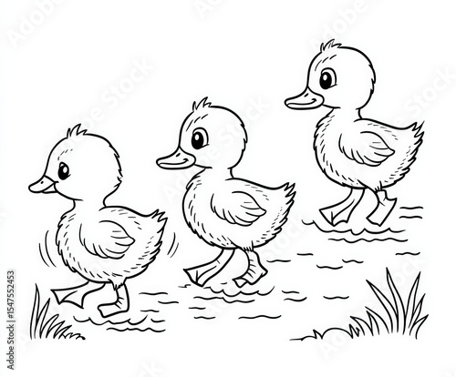 Ducklings following their m...